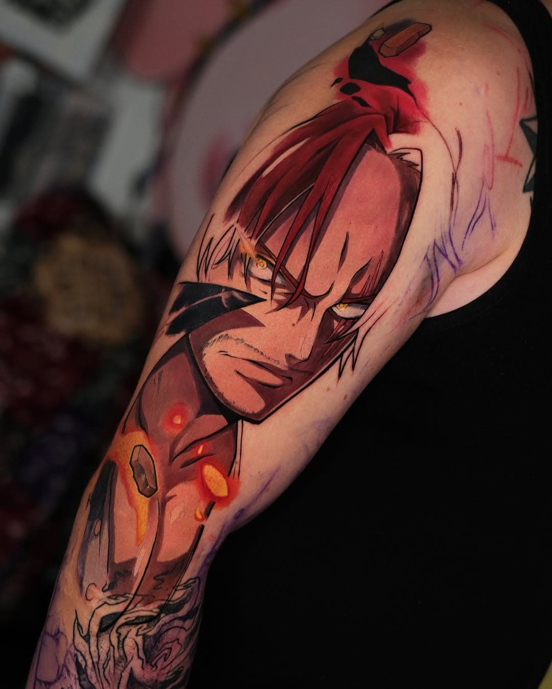 Cover up One piece sleeve 🦾
1/?

@radiantcolorsink 
@acus_tattoomachines 

#shankstattoo #onepiecetattoo #coveruptattoos #animetattoos #animetattooartist