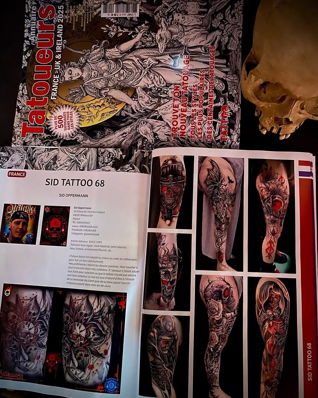 Merci a @annuairetattoolife pour cette parution 🔥🤘. Vous pouvez trouver l’annuaire de tatoueur français 🇫🇷par tattoolife dans votre bureau de tabac 🥨. #tattoolifemagazine #tattoolifestyle #sidtattoo68 #ribeauvillé #skulltattoo #skullart #instatattoo #facebooktattoos #tiktoktattoo #darkart #darkartists #tatoueurfrancais #tatoueuralsace