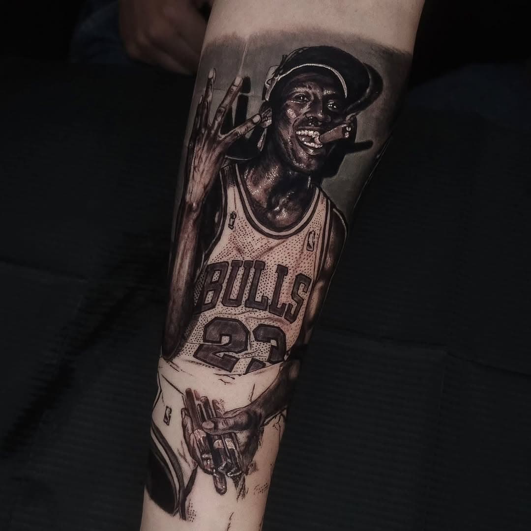 Michael Jordan for the legend @baileyy_th cheers mate! 

Taking bookings for march/april currently
Jasonbakertattoos@gmail.com to book! 👌😎

#shipshapetattoo #Jasonbakertattoo #nz #tattoos 
@shipshapetattoo #secondskin @secondskintac
#killerinktattoo @killerinktattoo #NBA #michaeljordan