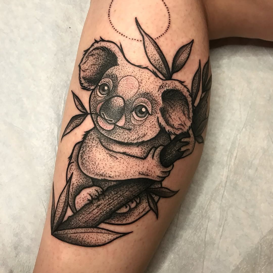 The cutest koala by @meredithlittlesky 🐨 Meredith loves tattooing animals, nature elements, florals/botanicals and Kawaii/girlie traditional. Click the LINK IN BIO to setup a consultation/book!

⌁ Tattoo by @meredithlittlesky 
⠀⠀⠀⠀⠀⠀⠀⠀⠀
TerrariumTattoo.com // Fort Collins, Colorado⠀

#meredithlittlesky #terrariumtattoo #fortcollinstattoo #tattoofortcollins #denvertattoo #bouldertattooo  #kawaiitattoo #legtattoo  #pinkworkers  #dotworktattoo #kawaii #traditionaltattoo #girlietattoo #flowertattoo #koalatattoo
