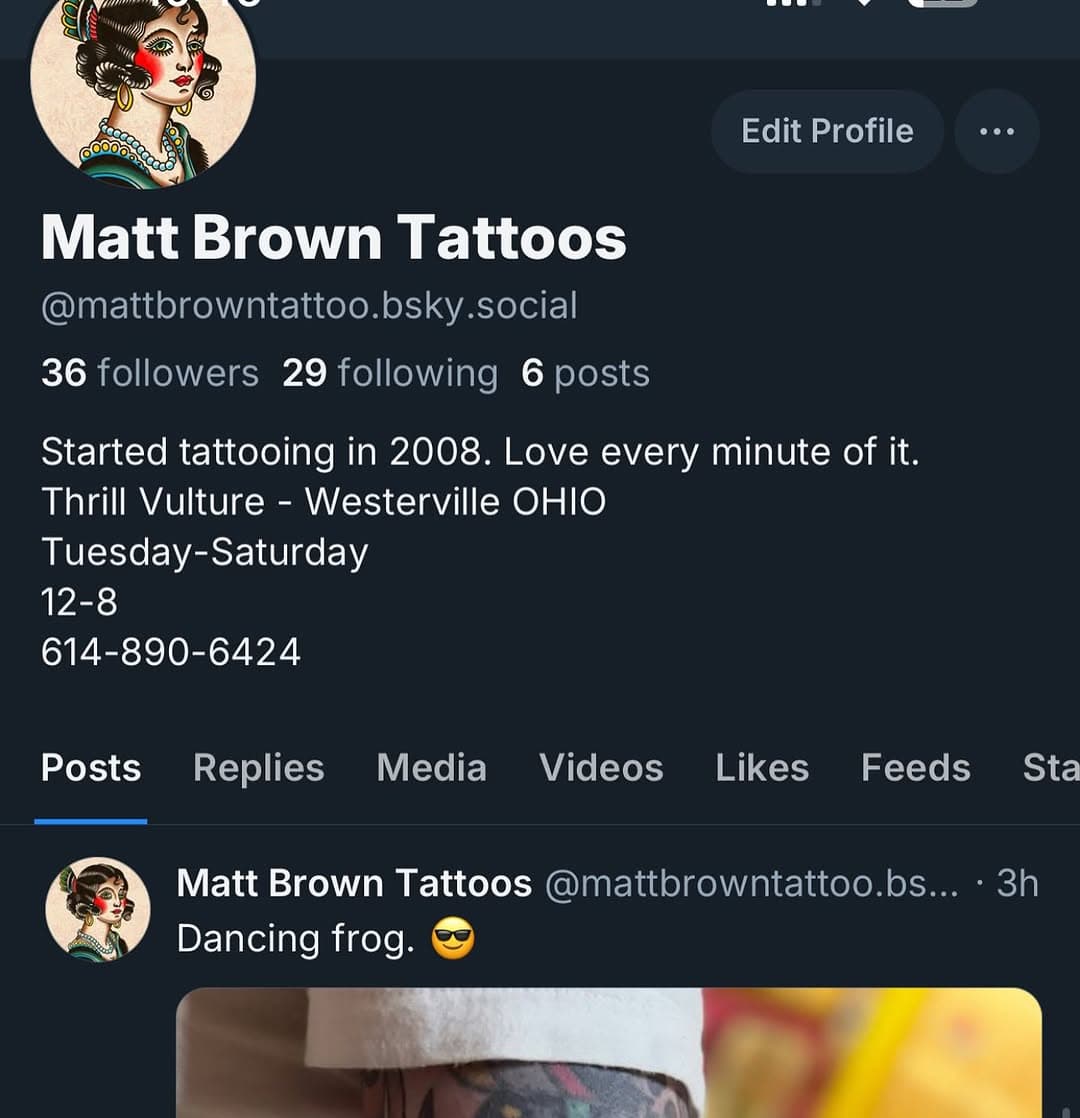 I’ll be posting less here…. 
And more here 👉 https://bsky.app/profile/mattbrowntattoo.bsky.social/post/3lgyqqf372s2l