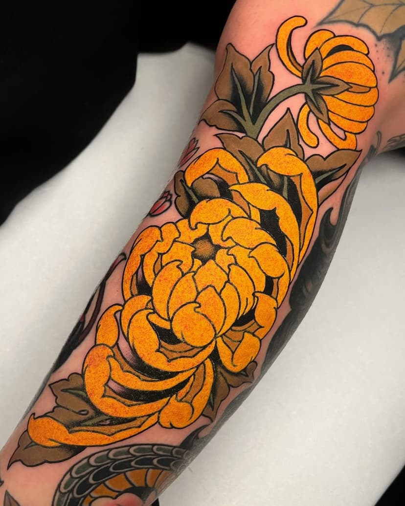 #neotradeu #neotraditionalspain #ink #tattoo #bergamo #neotraditionalbergamo #tattoo #tattoos #tattoosnob #crisantemotattoo #crisantemo #crisantemos #flowers #flowertattoo #inkedgirls #chrysanthemum #crysanthemumtattoo