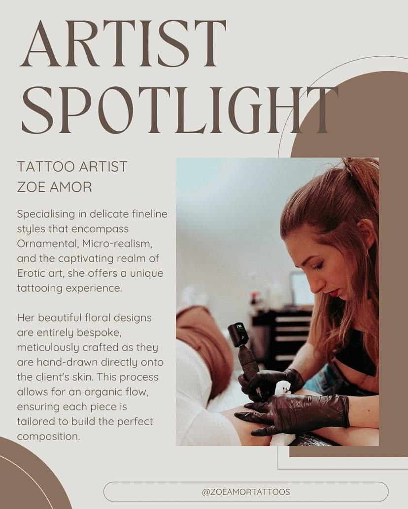 ✨ ARTIST SPOTLIGHT ✨

Fineline black & grey @zoeamortattoos 

Our final resident spotlight of the series is the lovely Zoe!
Who has been guesting with us regularly over the last couple of years and always shown such great dedication to her art, clients and the studio 🤍

She now joins us as a resident on Tuesdays and Thursdays and you can catch her guesting around Cornwall and beyond! 

Link in our bio takes you directly to our resident artists page where you can view their portfolio and more about them, there is also a direct link from there to enquire!

👉 www.atelierfour.uk