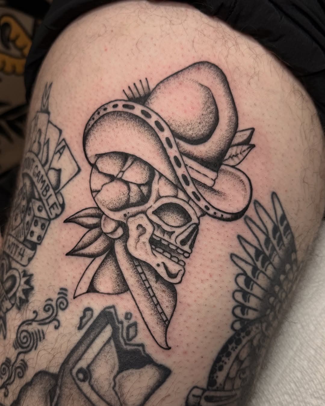 Cowboy skull from yesterday -next to some healed ones I also did, for jay!