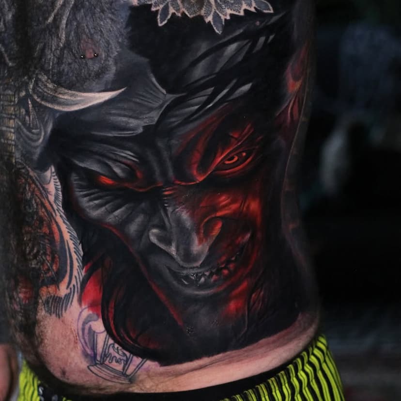 Heavy work for top dude @caleb_thay 💪🏼💪🏼
 
Wait out for tomorrows post it will cause a stir 😂 

Sponsored by 
@radiantcolorsink 
@starrtattoosupplies 
@ghostcartridges 
@valknutrotary 
@checkmatetattoocare 
@sullenclothinguk 

#heavy #black #demon #dark #coverup #blackout