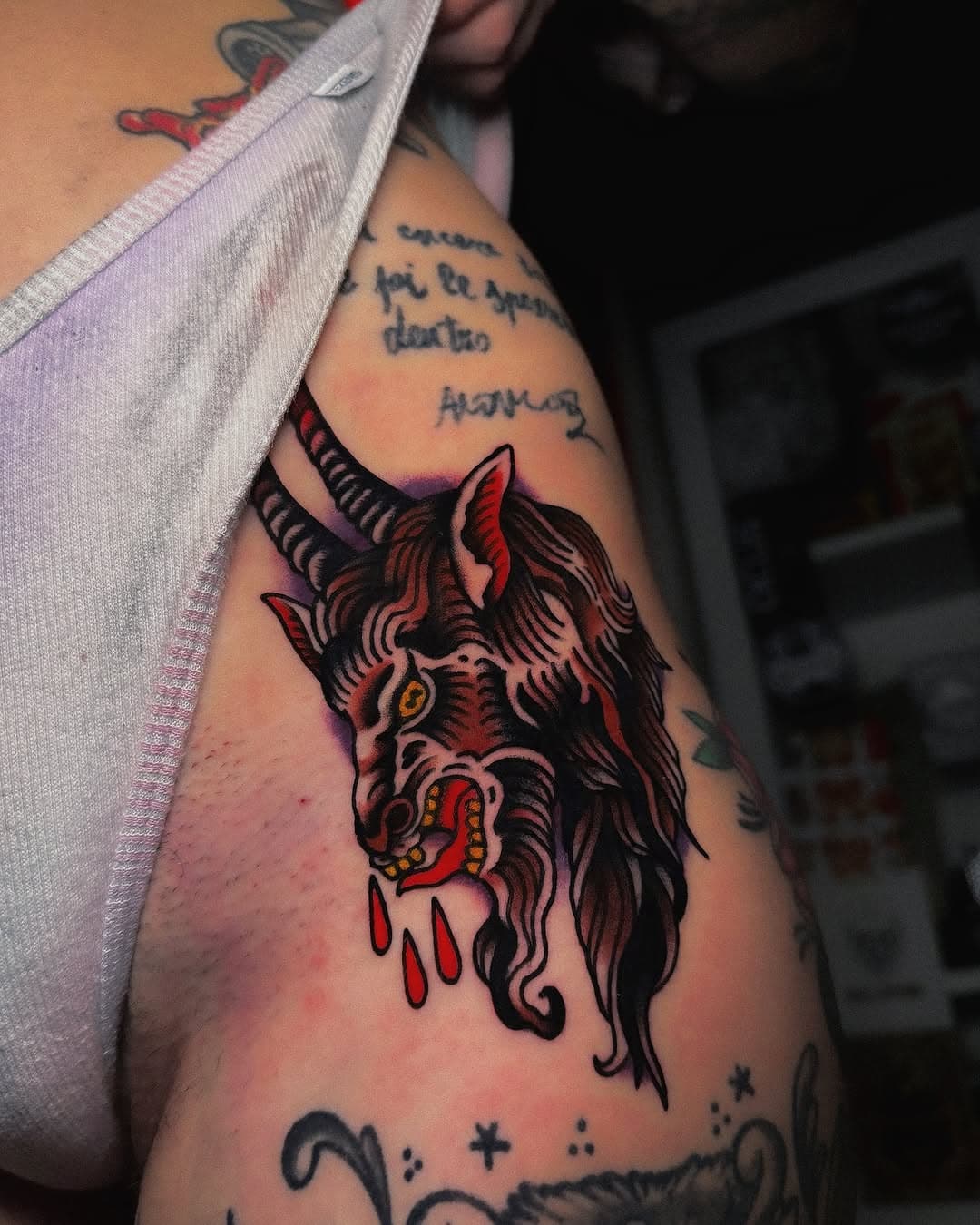 The Goat 
Thank you Fanny.

#tattoo #tatuaggio #goat #darkfantasy #inkedgirls #traditionaltattoos #oldschooltattoo #darktraditional