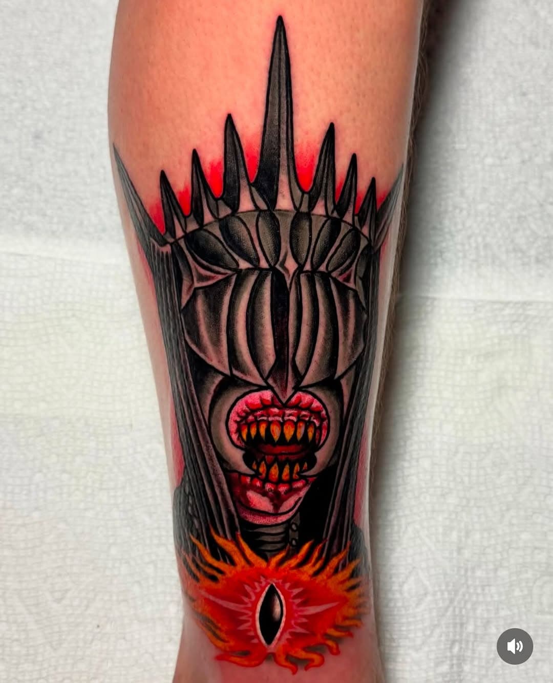 Tattoo by @mikeb_bfg - to make an appointment with Mike, message him directly #mikebeetattoo #statenislandtattoo #boundforglorytattoo #mouthofsauron #lotrtattoo #statenislandtattooshop