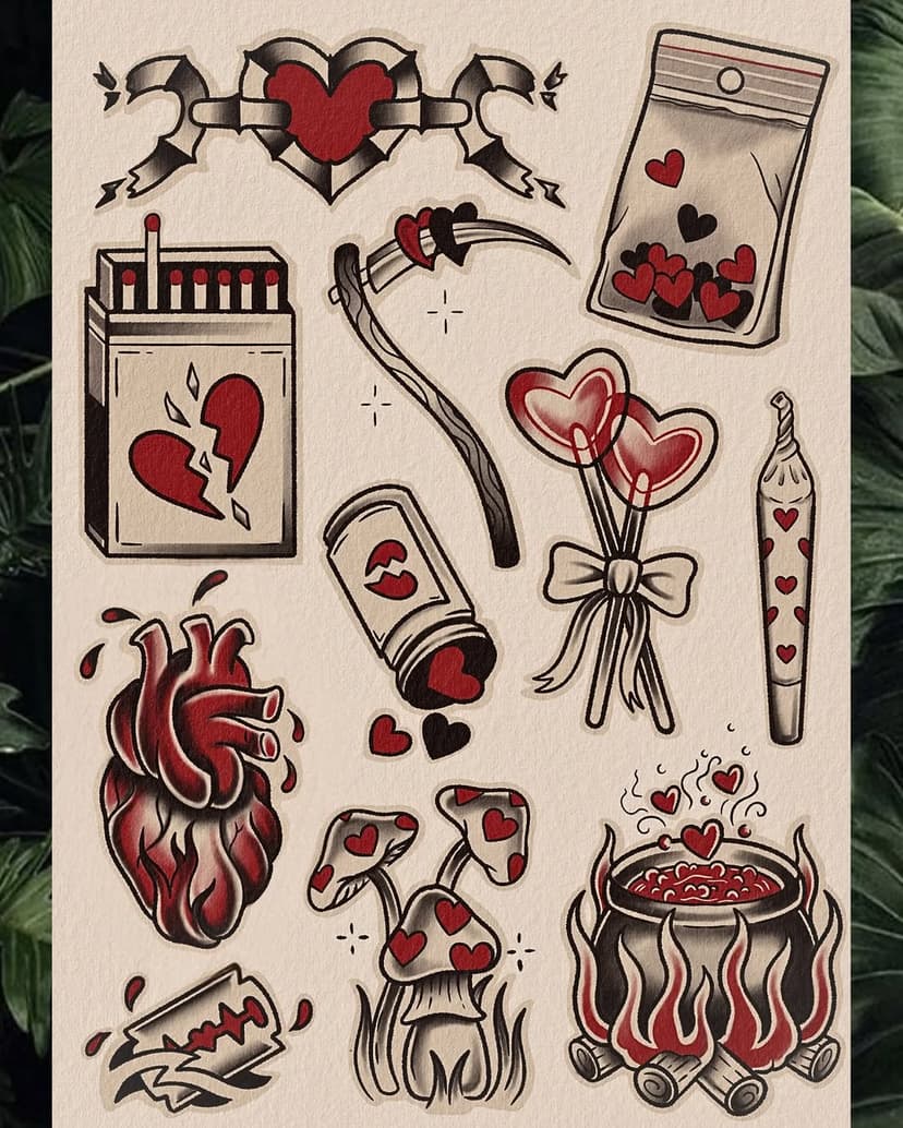 Some smaller valentine's themed bits £80-£150 ♥️🖤
Which one are you getting? 👀

Spaces this Feb and on Valentine's day! 💔
🔸 thecoventattoostudio@gmail.com 
🔸@thecoven.tattoostudio 

#TraditionalTattooDesign #valentinesflash #valentinestattoos #tradttattoo #hearttattoos