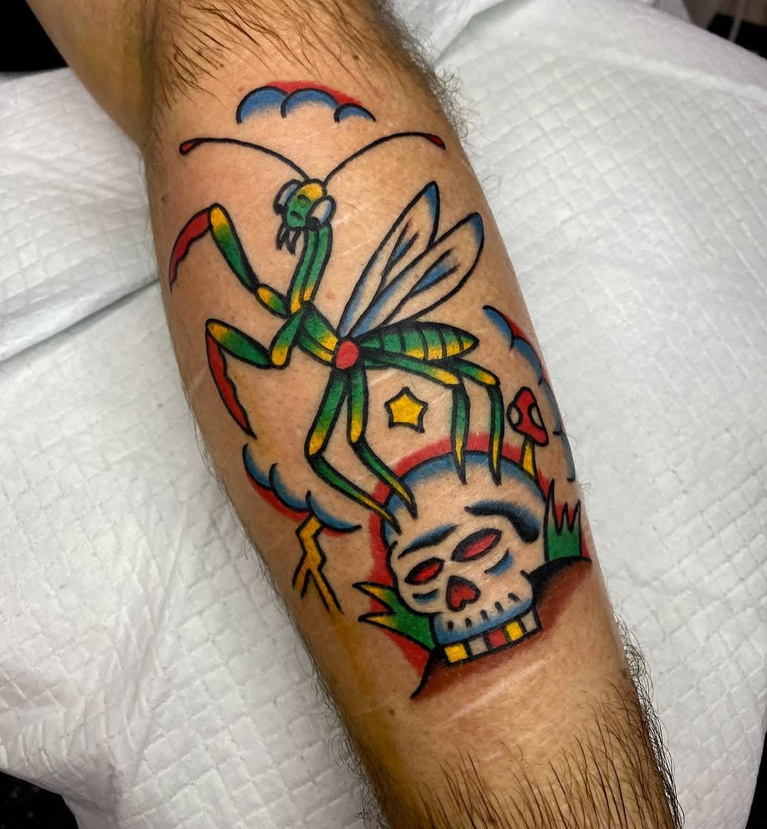 Was a pleasure to make this one from my flash for Kyle. Thanks heaps mate. If you’d like a praying mantis of your own please message me!! 

Made at @hokumtattoo