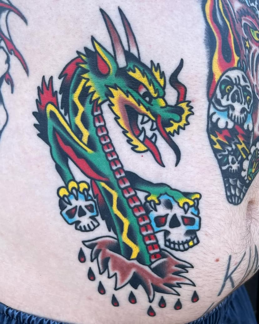Healed on Scott’s front. Thanks for getting me to add one to collection! @alfredstreettattoo Dm to book in 🌴🌴