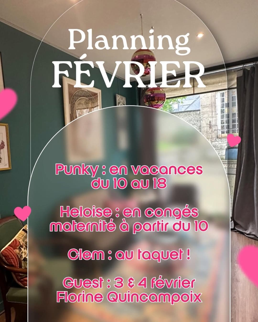 💖 PLANNING FÉVRIER 💖

@punkyvonbacalhau : je suis avec mon fils la première semaine des vacances de février, celle du 10 mais jamais très loin non plus vous le savez. Je resterai avec un œil sur les mails pas d’inquiétude.

@lencriere sera là aussi mais probablement avec quelques jours off pendant les vacances pour son fils aussi.

@heliumlmtattoo s’envole en congés maternité à partir du 10 février. On lui souhaite de bien se reposer avant d’accueillir un petit trésor dans sa vie 🥰
Évidemment nous nous chargerons de vos projets avec Clémence mais aussi avec l’aide de nos guests… et peut-être même qu’on aura une nouvelle qui va vous surprendre dans les semaines à venir… ✨

Guests : les 3 et 4 février @florine_quincampoix qu’on adore vient nous faire une visite éclair 🤗

💌 iconebodyart@gmail.com pour tous vos projets 💌

Il était temps que janvier se termine non ? 🤯
Les jours rallongent, y’a la chandeleur, la fête de l’amour et des vacances : allé on sourit ♥️

#rouentattoo #rouentattooshop #iconebodyart #normandietattooshop #punkyvonbacalhau #lencriere #heliumlmtattoo #fineline #lovetattoo #normandietattoo #neoromantic #artnouveautattoo #ladytattooers #privatetattoostudio #colortattoo #tattooartist #frenchtattooartist #safeplace #elegantstyle