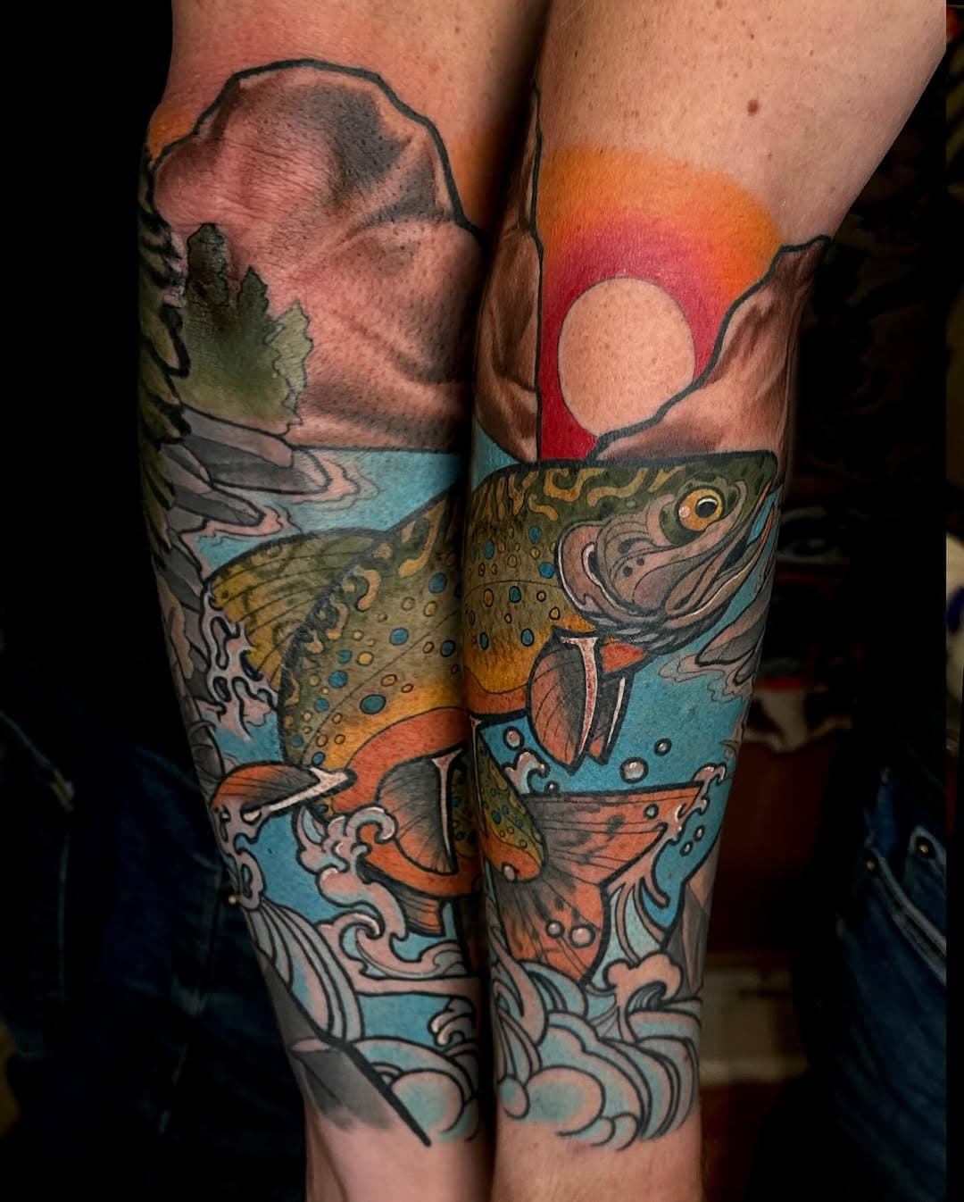 Brook Trout lower arm sleeve, loved doing this. Thanks so much Kyle!