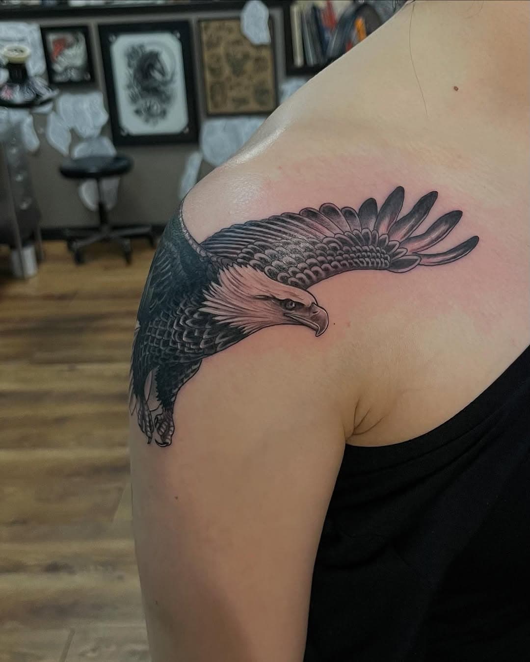 More Eagles please! Thanks again Sharon for the fun project! 🥳🙏 @warhorsetattoo #warhorsetattoo #cameronmillerart