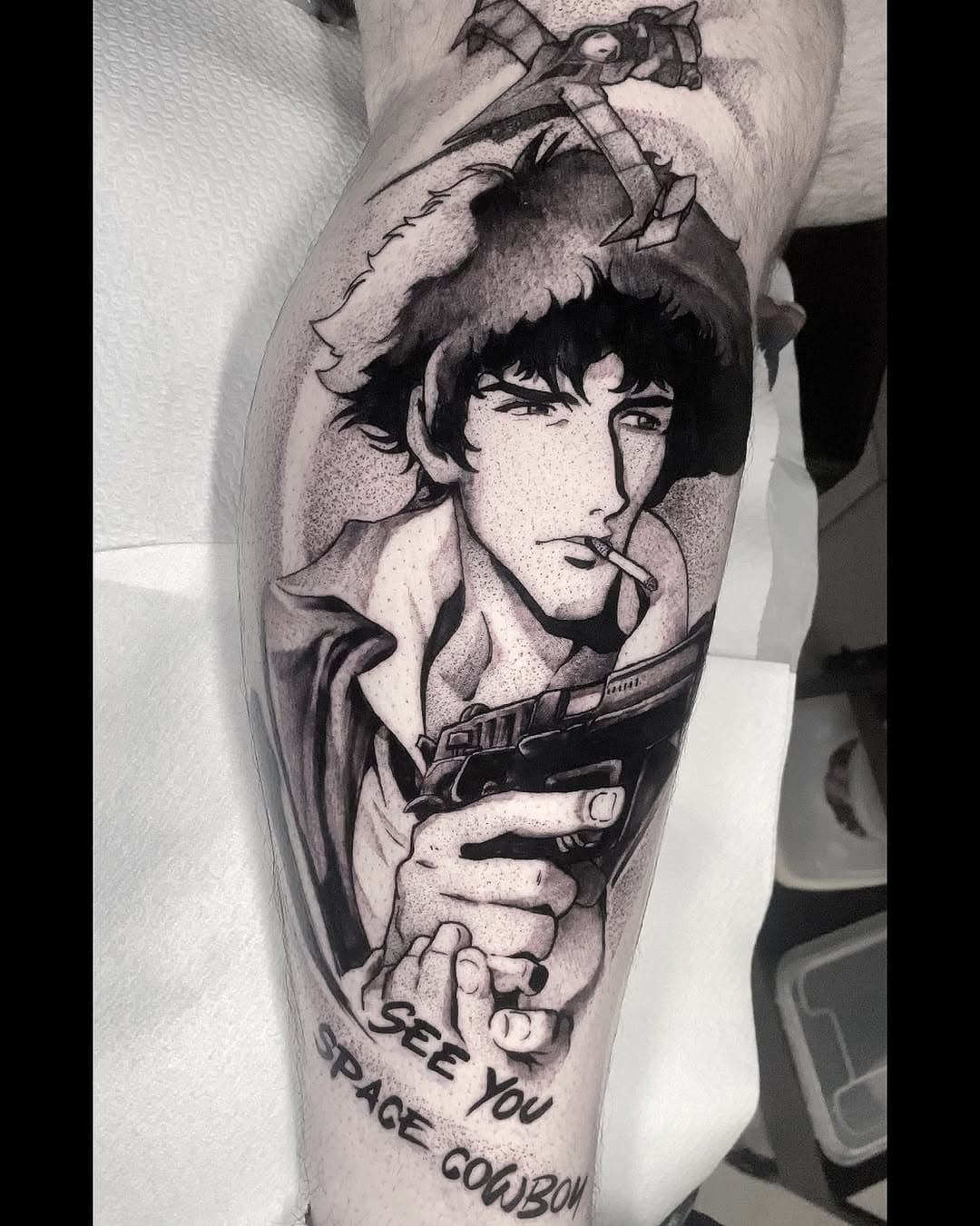 カウボーイビバップ 🖤
“See You Space Cowboy”

Done at @orgoglioepregiudizio8 
Sponsored by @pepax.official @biotat_ 

#cowboybebop #spikespiegel #anime #manga