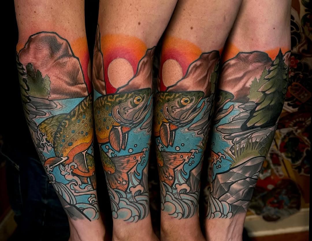 Kyle’s Brook Trout half sleeve 

#brooktrout #frederickmd #downtownfrederick #dmv #thesolidink #solidink #tattoosnob #baltimoretattooartist #marylandtattooartist #fishtattoo #fishing #fishingtattoo #naturetattoo