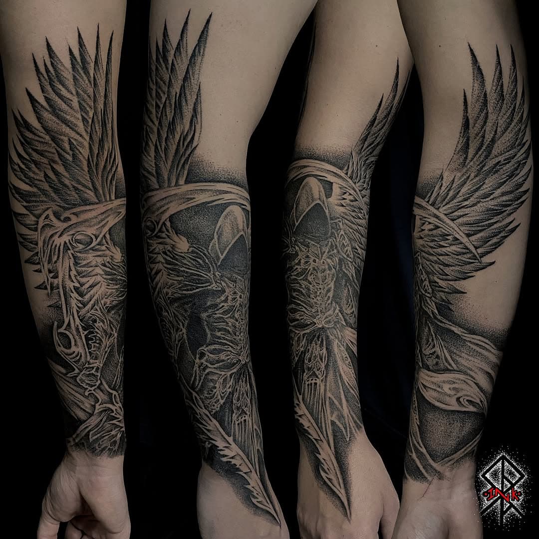 🐺 Ange de la Mort 🐺

Dites nous en commentaire si vous aimeriez que l'on vous présente plus de réalisations qui sortent de l'univers et de l'esthétique Nordique ⤵️⤵️

Merci pour ta confiance et ce beau projet Alexandro ! 

#spiraink #tattoo #dotwork #dotworktattoo #nordictattoo #norsemythology #tattooart #tattooartist #pagan #ancientart #angel #nordik #runes #mythology #tatouage #vikings #vikingstyle #vikingtattoo #sleeve #inkedboy #inkedgirls #armtattoo #tattooed #Fleurance #kwadron #reaper #angelofdeath #gers #ange