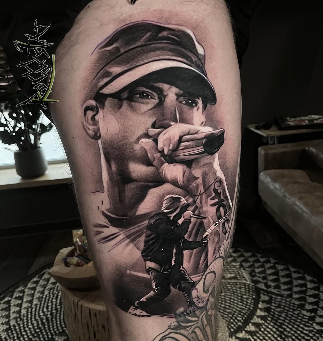 #tattoo #tattoos #realistictattoo #realism #d12 #eminem #inked #ink #roqqstar @silviolabenz @acus_tattoomachines @eminem #therealslimshady