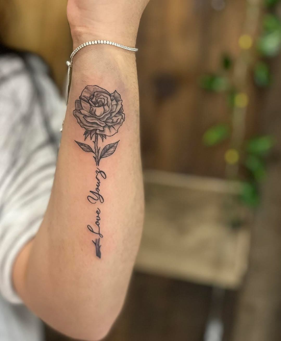 Rose and script by Taryn.
@mothladytattoos
.
.
.
#tattoo #tattooart #tattooartist #tattooist #vancity #vancitytattoo #inked #tattooink #inkwork #inkart #bodyart #bodytattoo #tattoodesign #tattooideas #tattooinspiration #vancouvertattoo #langleytattoo #surreytattoo  #smalltattoo #shading #rosetattoo #scripttattoo #armtattoo #shadedtattoo #blackandgreytattoo