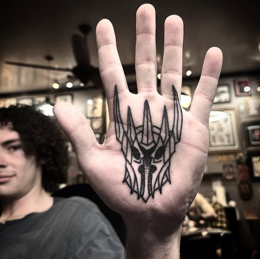 Repost from @marksattacks
•
“You cannot hide. I see you. There is no life in the void, only death.”

.
.
.
.
.
.
.

 #boldlinesornolines  #traditionaltattoos #tradtattoo  #blackandgreytattoos #realismtattoo #portraittattoos #traditionaltattoo #laketahoetattoo #renotahoetattoo #carsoncitytattooartist #carsoncitytattoo #renotattooartist #nevada #reno #carsoncity #laketahoe #battleborn #traditional #blackandgraytattoo #horror #horrormovie #horrormovies #horrortattoos #horrortattoo #lotr #lordoftherings #sauron #palmtattoo #middleearth