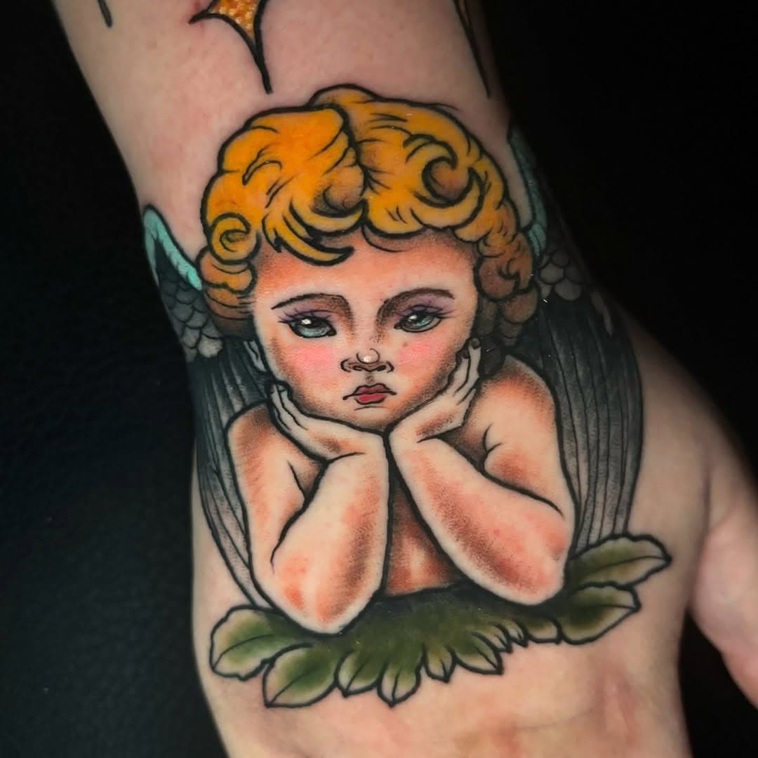 Angel 👼 
By @ericburgertattooer,
@eternaltigertattoo!
Second pic of a healed Eric design on his client, Angel! 
.
.
.
Made @eternaltigertattoo with @hustlebutterdeluxe @dynamiccolor @axysrotary @chicagosbesttattooartist @the.best.tattoo.page @thesolidink @starbritecolors