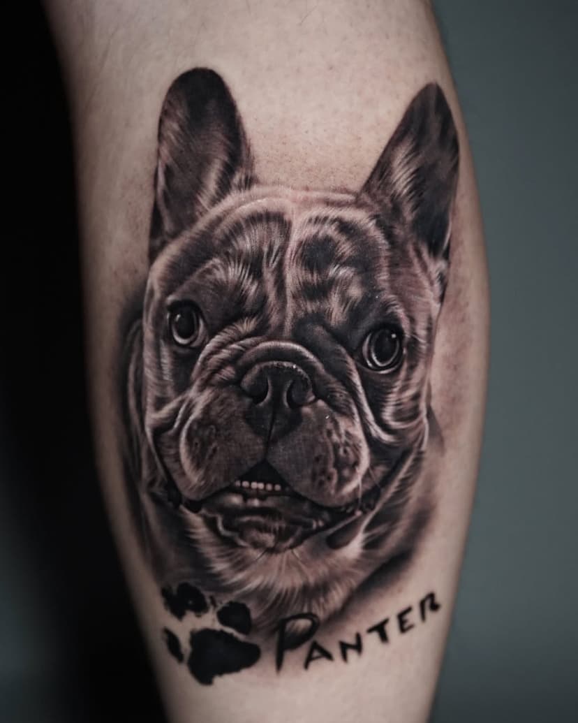 In loving memory of sweet Panter, the Frenchie, who crossed the rainbow bridge. Honored to create this portrait for my client. Thank you Ernesto. 

Forever loyal, always loving—dogs truly are a man’s best friend. Their paws may be small, but they leave the biggest marks on our hearts.

#petportraittattoo #rainbowbridge #frenchietattoo