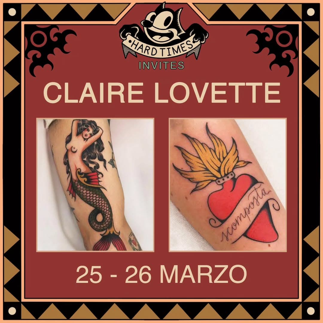 NEW GUEST!
@clairelovett__ sarà nostra ospite il 25-26 MARZO!
Appuntamenti disponibili! Info in DM!

#hardtimestattoo #clairelovett #guestspot #tradtattoo #traditionaltattooartist #tradworker #traditionaltatto #vanchiglia #torino