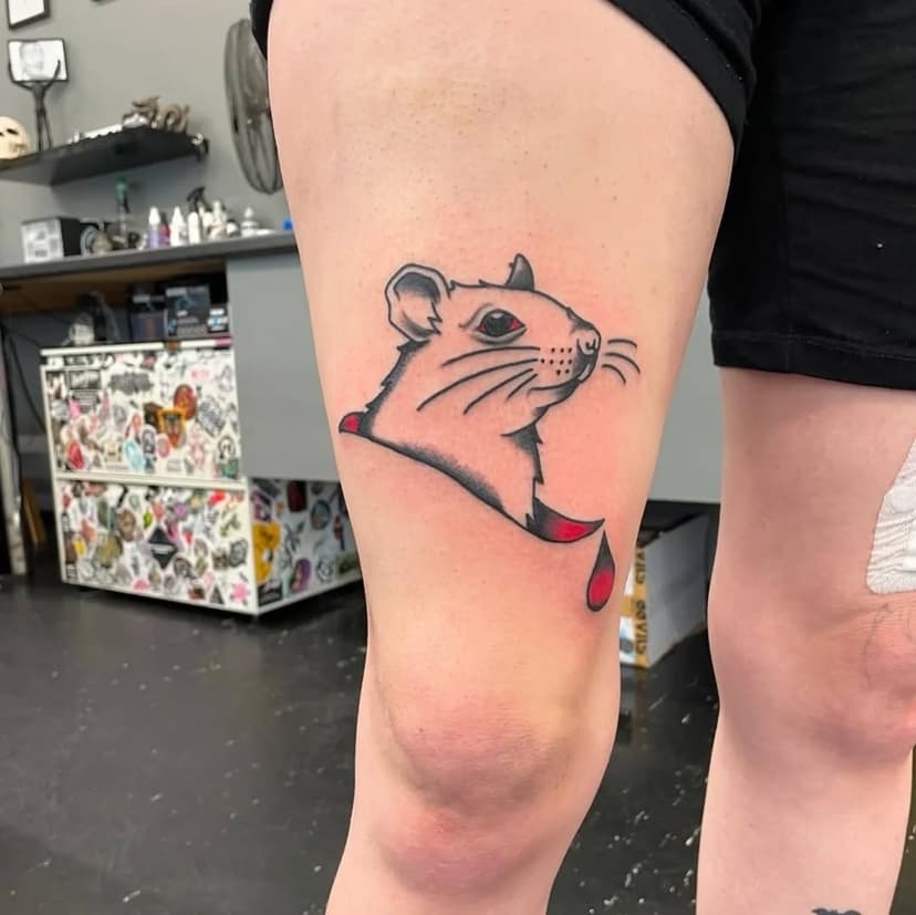 Cool rat tattoo done by Dan @6ix_feetdeep 

#leg #legtattoo 
#legdesign #legpiece 
#thigh #thightattoo 
#thighdesign 
#rat #rattattoo
#traditionalartist 
#Harlow #Essex #Tattoos