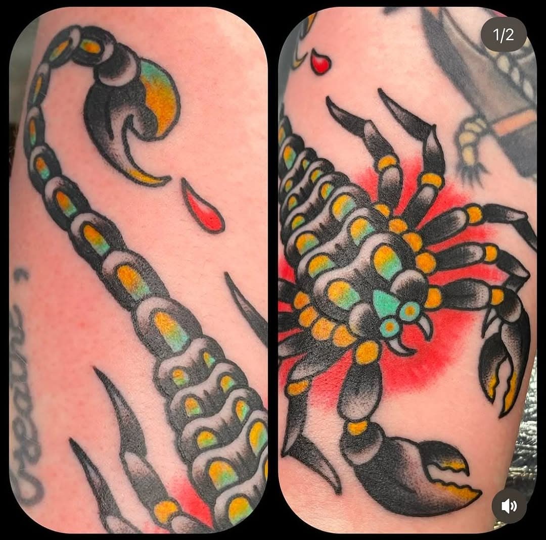 Clean, bright, and bold scorpion by Mike! 🦂 @mike_kohler #scorpiontattoo #scorpiontattoos #traditionalscorpion #traditionaltattooer #boldwillhold #fleshtattoocompany #ftc #fleshtattoo #traditionaltattoo #traditonaltattoo #traditionaltattooartist #marylandtattooartist #marylandtattoos #baltimoretattooartist #marylandtattooer #harfordcounty #harfordcountymd #baltimoretattoo #baltimoretattooer #harfordcountytattoo #dmvtattoos #dmvtattoo #tattoo #baltimoretattooartist #fallston #belairtattoo #customtattoo #customtattoos #mdtattooartist