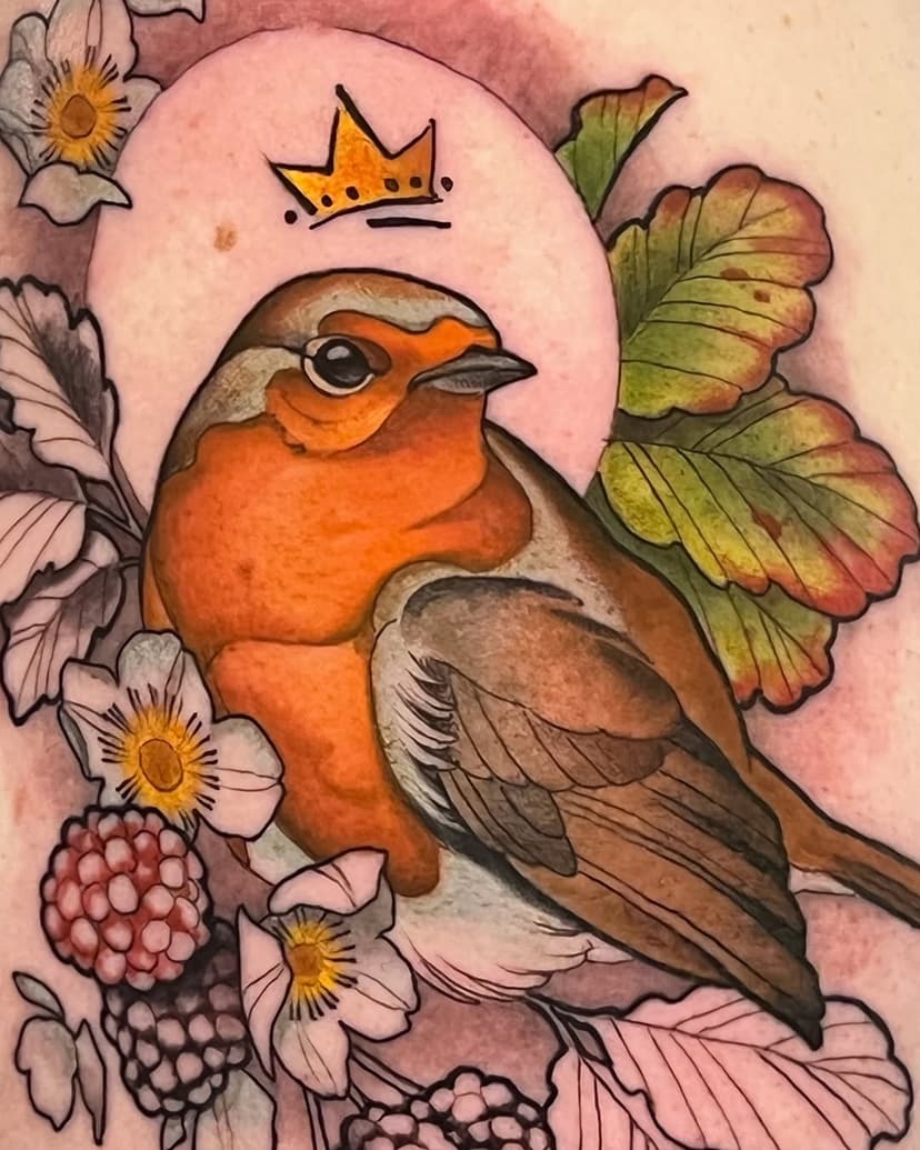 THIS little cutie…in progress.
Did you know that the American Robin was named after this little puffball (based on only superficial resemblances)…the OG, the original ROBIN!
I have such nice memories of this gorgeous little burst of color among the leaves when I lived in Scotland. They are special.