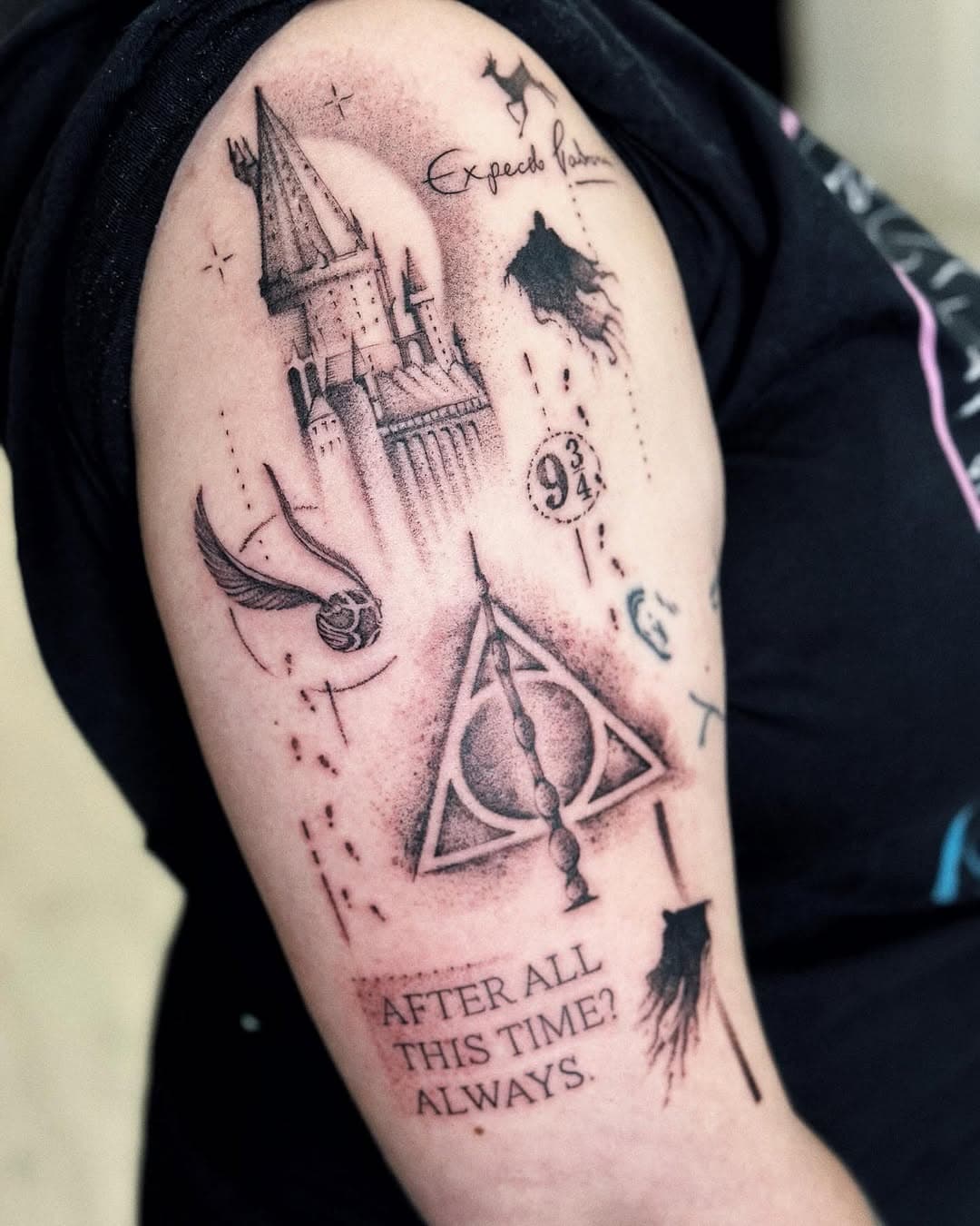 ✨ HARRY POTTER ✨ 
___________________

#harrypotter #harrypottertattoo #magic #tattoocomposition #shadingtattoo #linetattoo #tattooart #tattooideas