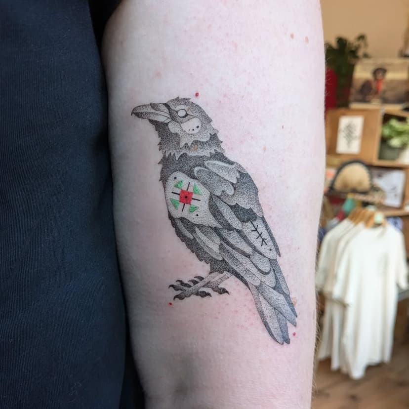 Indigenous inspired raven for Anne-maj! Thanks again ❤️🩵
+
+
+
#raven #raventattoo #indiginous #tribal #tribe #ethnic # bird #birdtattoo #nature #dotwork #alkmaar #tattooinspiration #tattoo #red #turquoise #ink #black #blvck