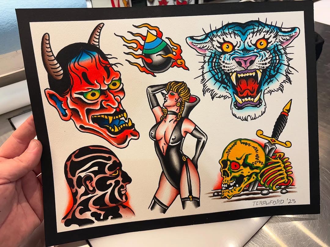 More new flash! All designs available as tattoos, email taylorcrawfordtattoo@gmail.com for appointments! 

#torchtattooshop #anaheim #tattoo #traditionaltattoo #orangecounty #orangecountytattoo #bright_and_bold #americantraditional #tattoosnob #tradworkers #oldlines #americanatattoos #tattooflash #traditionalflash