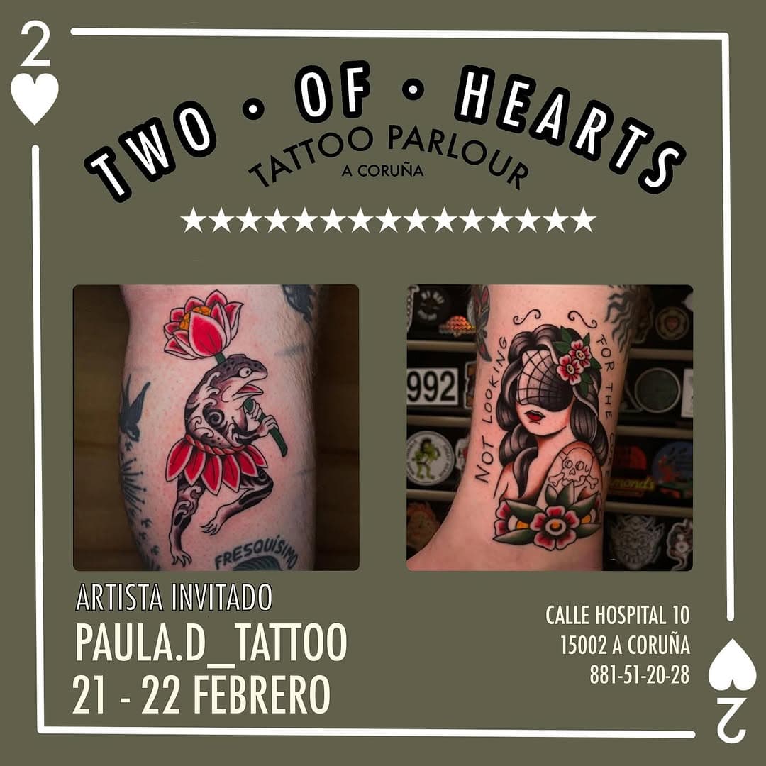 Los dias 21 y 22 de Febrero estará con nosotros desde Madrid @paula.d_tattoo le quedan un par de citas libres,escríbele si quieres tatuarte o ponte en contacto con el estudio directamente.
Nos vemos en El Trujas @twoofheartstattoo