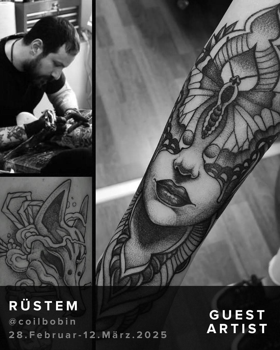 Guess who’s back in the house?
@coilbobin zählt quasi bereits als fester Bestandteil unseres Ateliers und wir freuen uns ihn vom 28.02-12.03 wieder bei uns begrüßen zu dürfen! 🖤 

#tattoo #oldschool #blackwork #freehand #artist #kassel