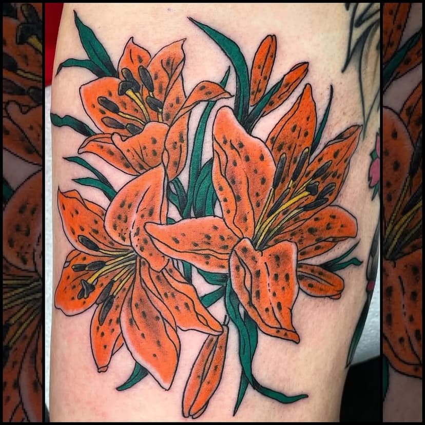 It’s not all roses, any flowers look good tattooed in Traditional style just like these Lilies done by @richieclarkepdc.
Come to us with your flower ideas and we’ll tattoo them for you! 💐🌷🌹🪻🪷🌸🌼🌻