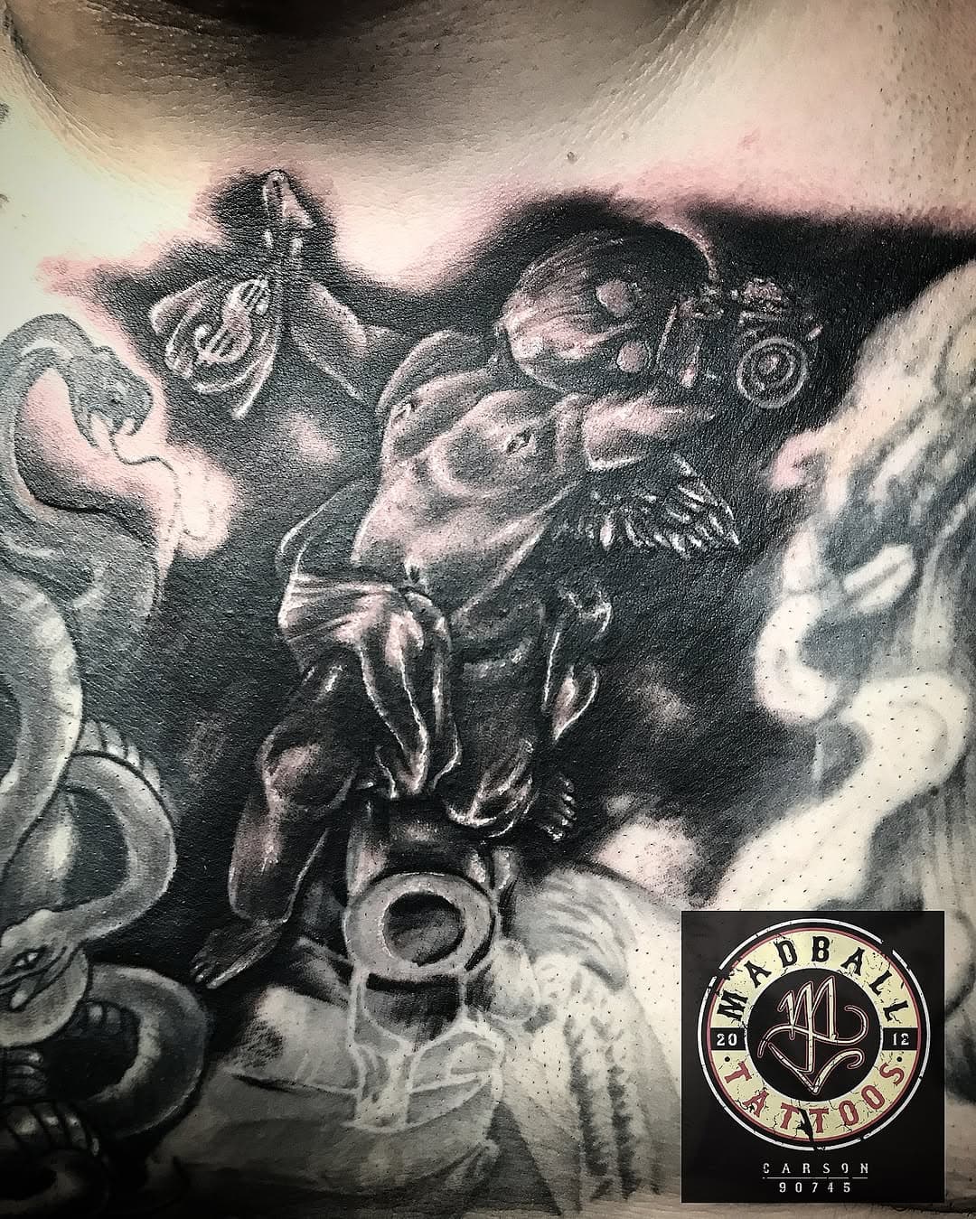 Lil Coverup Banger I did At @madballtattoos On My Boy @rickbeshooting Using Supplies From My Sponsor @elementtattoosupply 

#tattoosbymadball #coverupsbymadball #prayforla

Come book your first or next tattoo! 1335 E. Carson St. Carson, Ca 90745 310.742.7076 Currently booking appointments!!! #madballtattoos #madballtats #madballer #madballin #tattoos #explorepage #tatted #madballers #mt #inked #inkedup #sullen #gettatted #cyrilgomez #carson #cali #crsn #teamelementtattoosupply #streetmotivationmagazine #crsnclothing #elementtattoosupply #sponsored #kahoykollection #bishoprotary #explore  #goviral #theabysstattooink