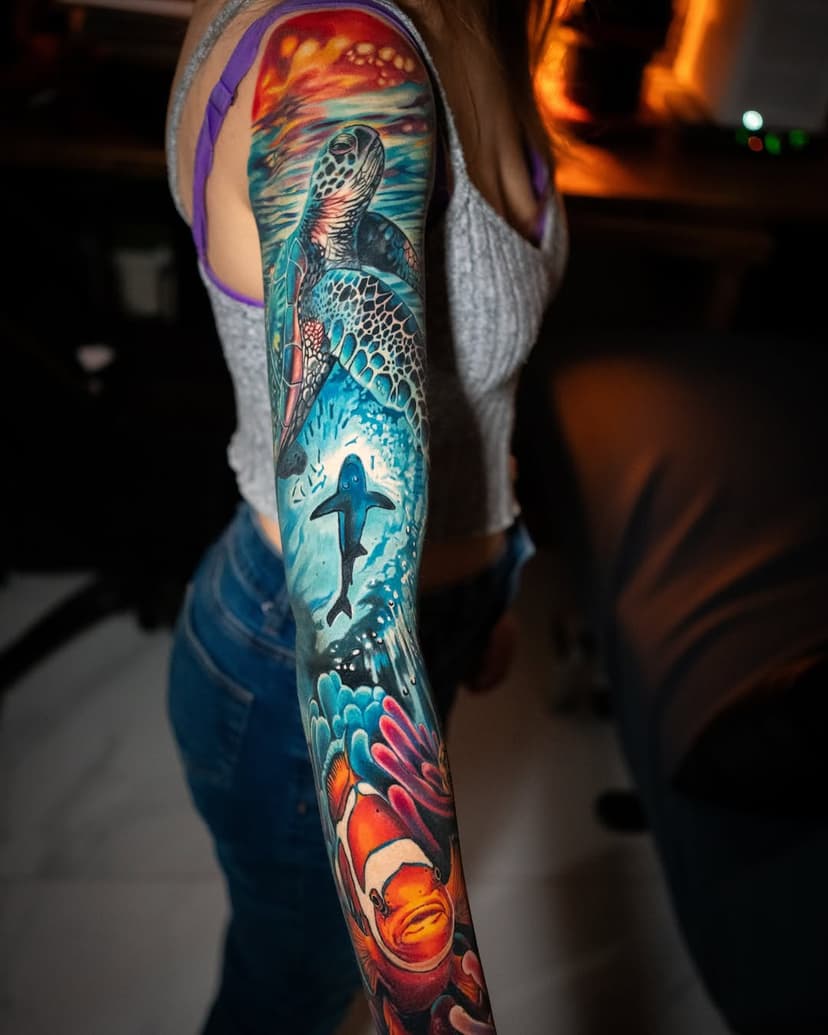 Here’s some stills of a recent sea life sleeve. 100% healed