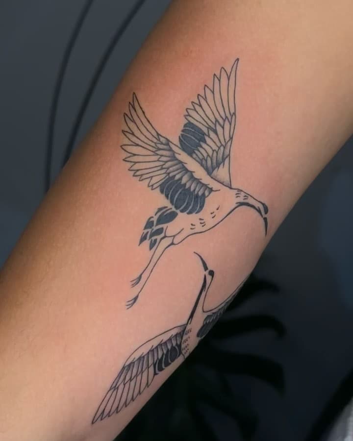 Tattoo de garça . 
Significado das tatuagens de garça, temos que falar sobre sabedoria, perseverança e independência. Devemos também ter em mente que eles estão associados à paciência