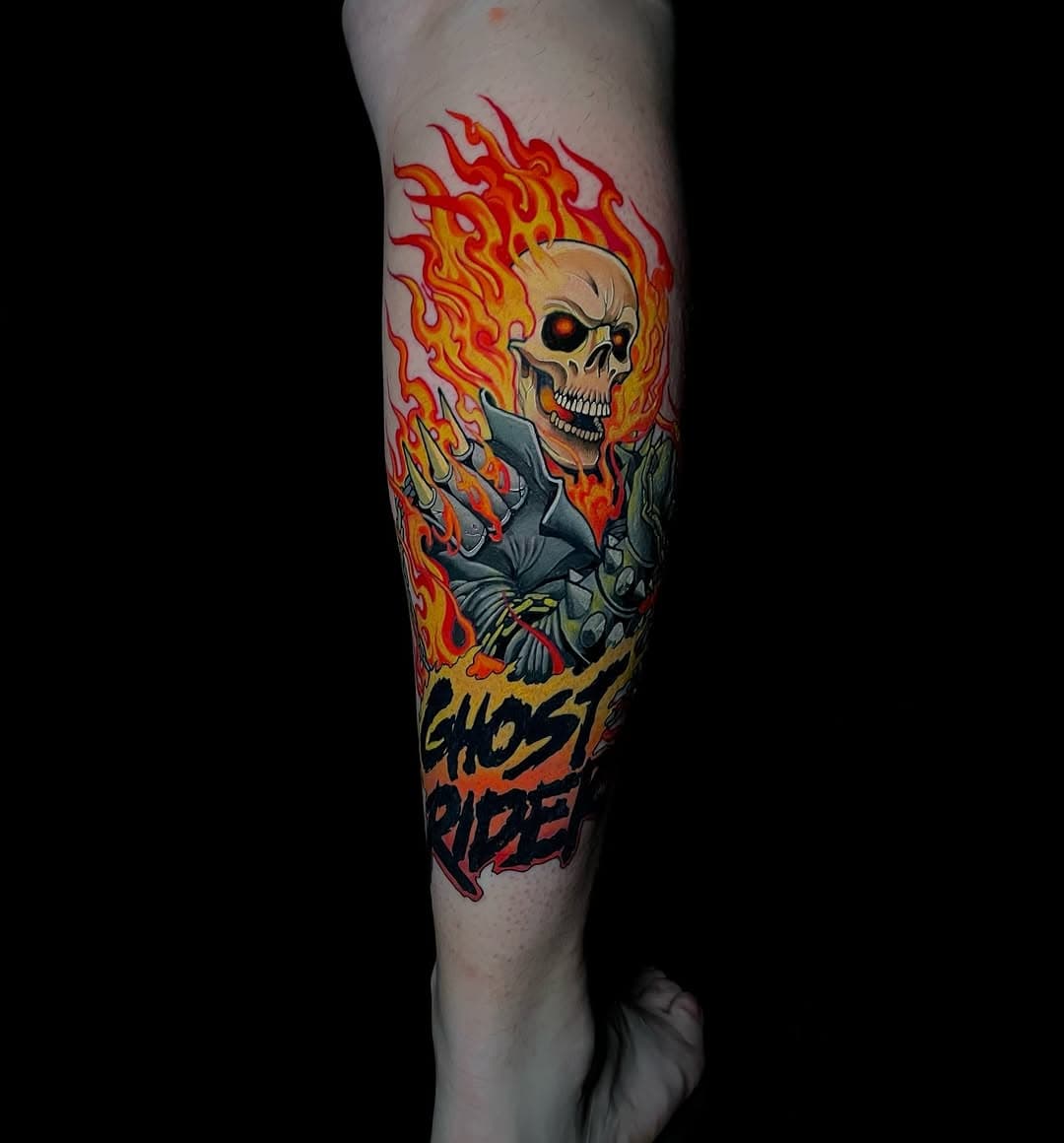 Tatuaż w wykonaniu @killer_tatts 🔥🔥🔥 

#ghostrider #ghostridertattoo #calftattoo #colortattoo #tattooszczecin