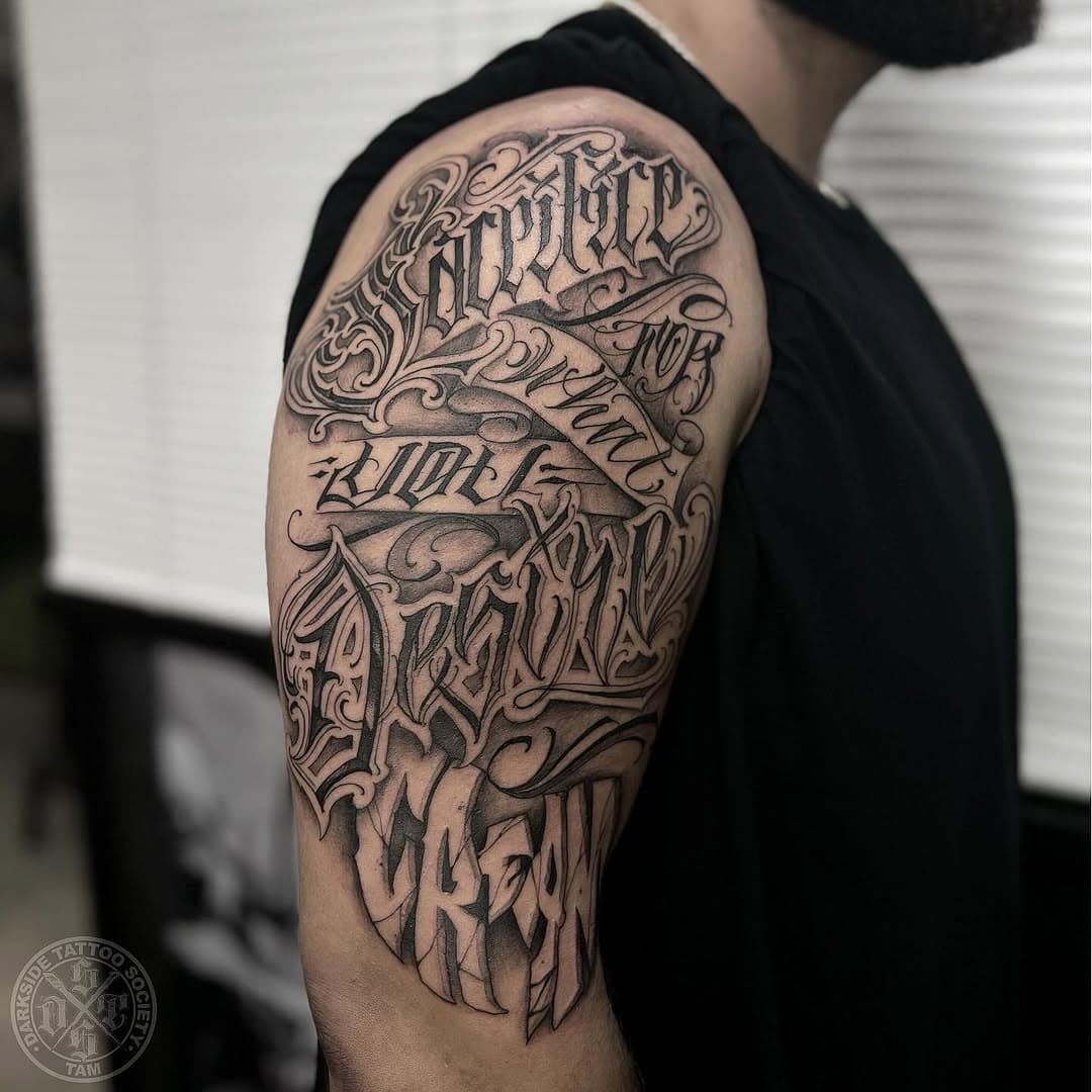 Script tattoo style