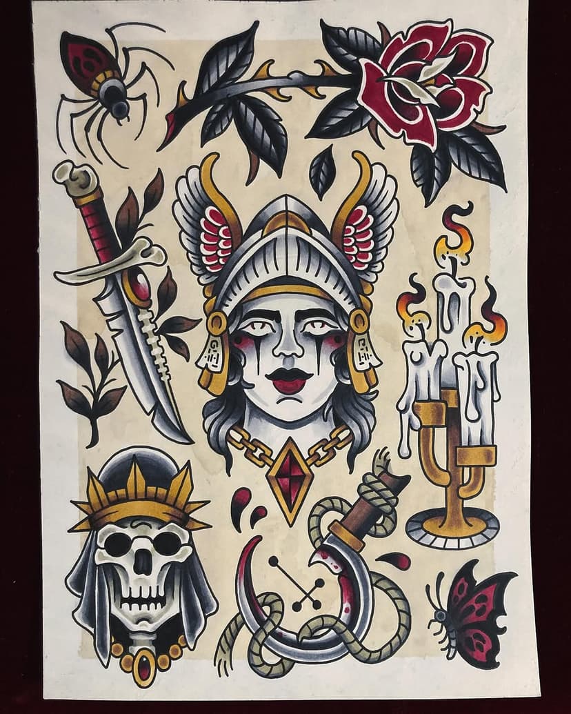 Painted a new sheet of available designs ✌️

Shoot me a dm or email if you’d like one of them.

I have time available in March 🛹

#tattoo #tattoodesign #sketch #art #drawing #neotraditional #neotrad #traditionaltattoo #copenhagen #copenhagenart #copenhagentattoo #tattoostagram