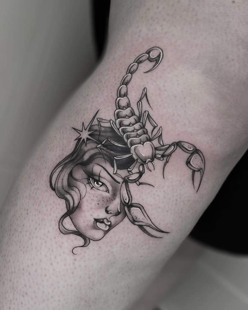 Scorpion.
Thanks Charlie 🫶🏻

——
#uktattoo #londontattoo #femaletattooartist #scorpion #scorpiontattoo #scorpio #ladyface #ladyfacetattoo