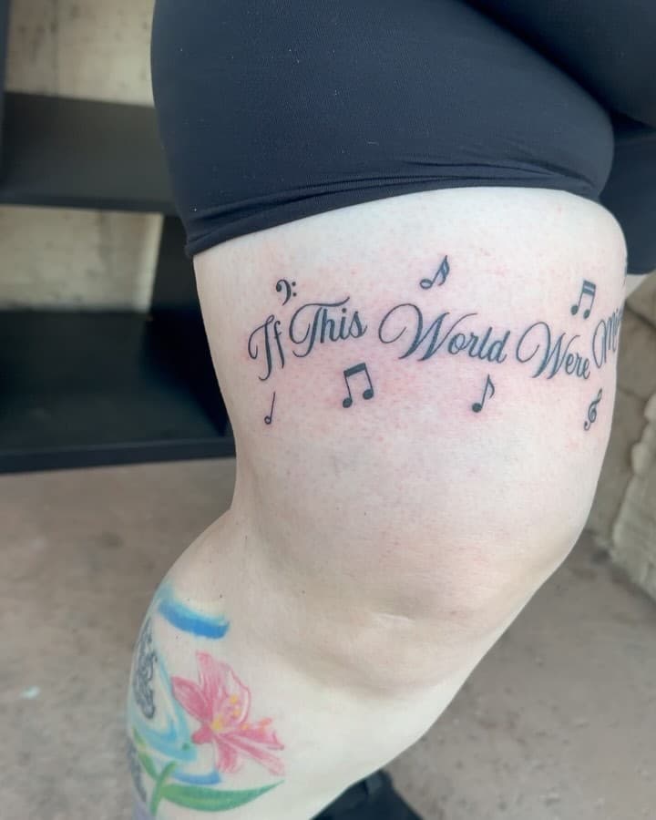 Some script and music notes on Sonya. Thanks again for the continuing trust. Done @oldenglishtattoostudio.