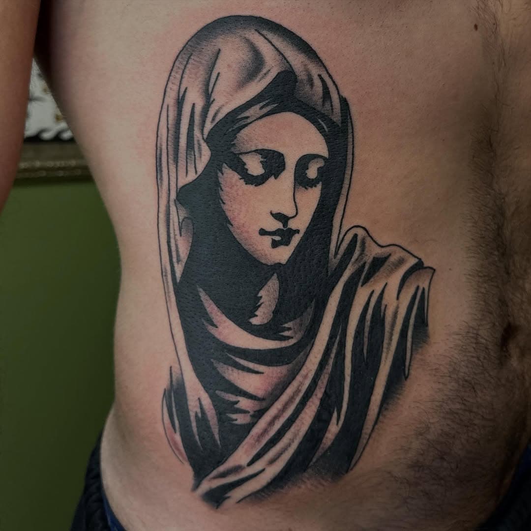 🩸🩸🩸🩸🩸🩸🩸🩸🩸🩸🩸🩸🩸
VIRGIN MARY for @krossrapini 
Made @divinemachinetattoo
. 
Thanks again for getting tattooed and sitting strong. 
DM for TATTOOS in March ———> ❤️
.
#tattoo #tattoos #virginmary #virginmarytattoo #catholic #catholicimagery #god #love #black #blackwork #blackandgrey #large #rib #ribtattoo #buffalony #allentown