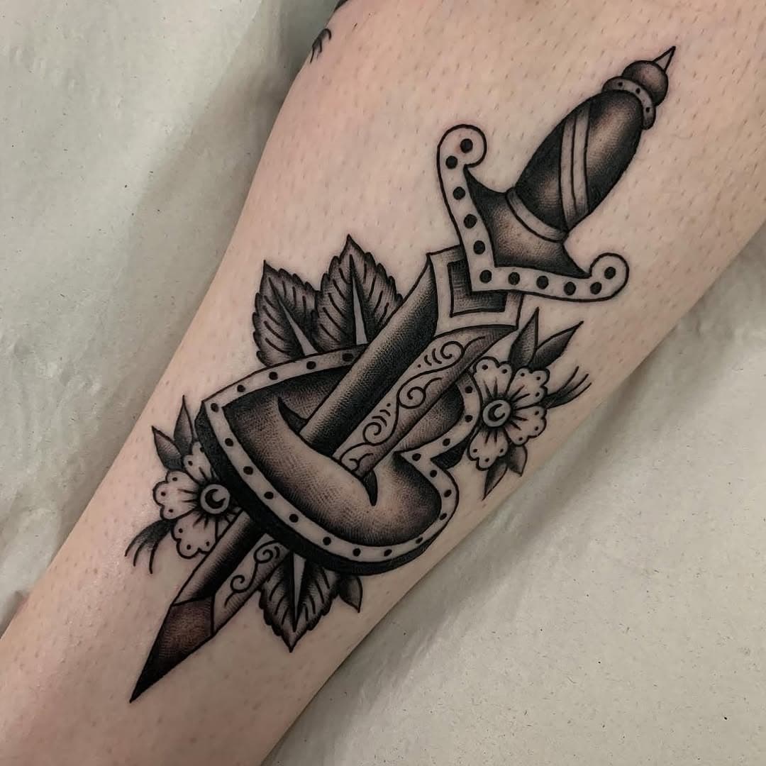 Heart and Dagger by @tombrown_tattoo