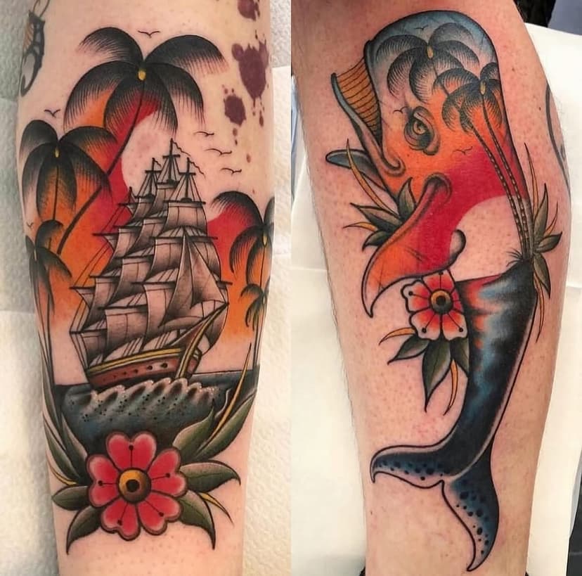 Freehand fun! #adventurelandtattoo #höganäs #traditionaltattoo #oldschooltattoo #tropical #paradise #tradtattoos #inked #holiday #traditional #classic #tattoos #skåne #kullabygden #sweden