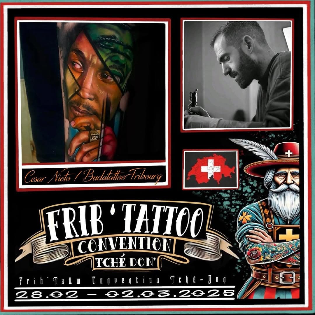 🔥 Cesar Nieto 

Cesar Nieto sera présent
à la First Edition de la International Skin
Farm Tattoo Convention 2025 à Fribourg !

Artiste tatoueur de talent, Cesar Nieto, membre du studio Budatattoo à Fribourg, est un véritable maître du tatouage réaliste. Son travail de précision et son souci du détail lui permettent de donner vie à des œuvres d’une intensité saisissante.

Que ce soit pour des portraits, des textures hyperréalistes ou des compositions artistiques sur-mesure, chaque pièce qu’il réalise est pensée pour capturer l’émotion et la profondeur avec une finesse inégalée.

Instagram :

@cesar_niettoo 

Ne manquez pas l’occasion de rencontrer cet artiste exceptionnel et d’échanger sur votre futur projet lors de cet événement incontournable !
Tchédon !

🏴‍☠️🎨🔥

#fribourg #fribtattoo2025 #fribtattooconvention2025
#cesarnieto #realismtattoo #budatattoo #hyperrealism #inkmaster