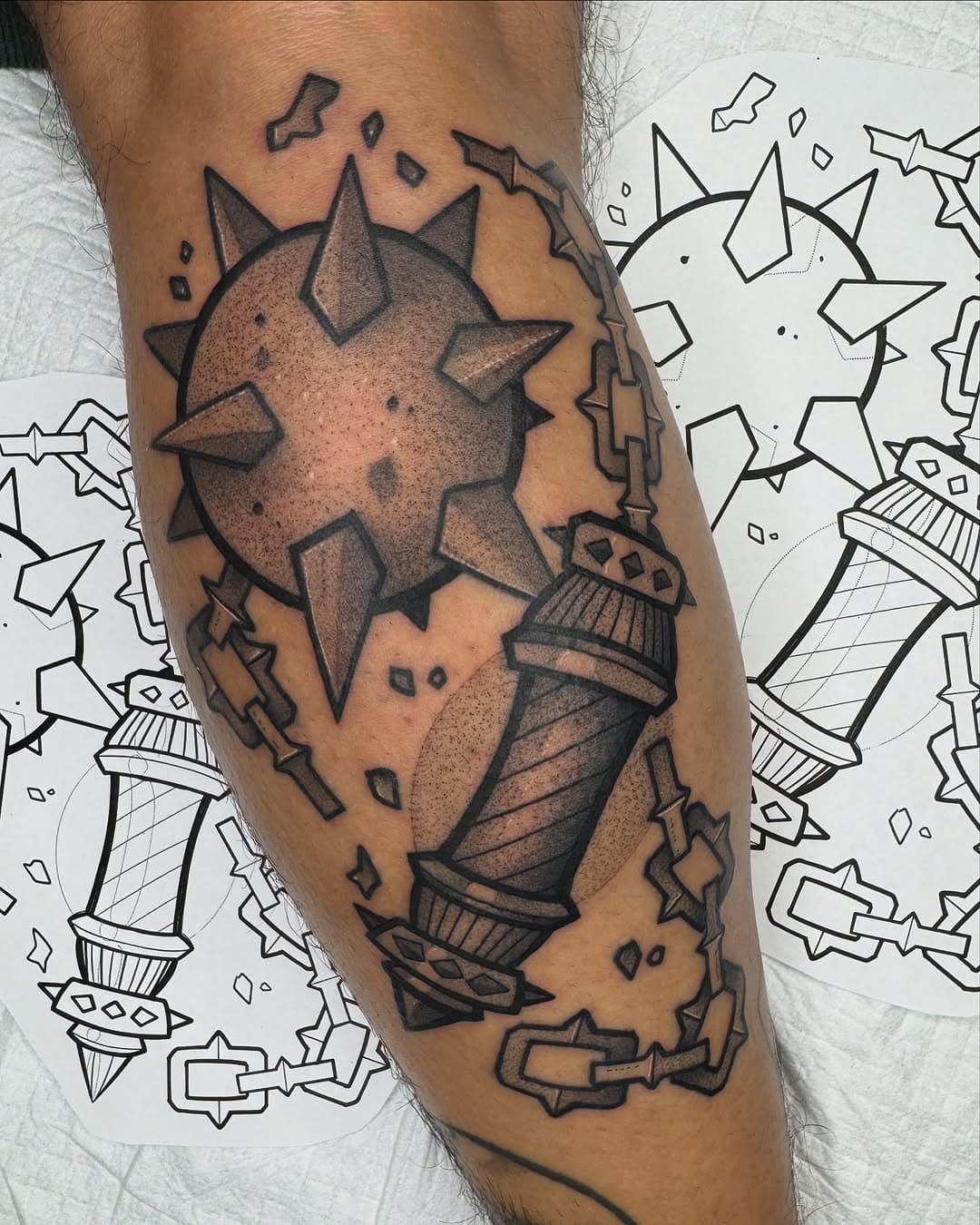 Bring me more weapon tattoos

Fun Morningstar for fellow tattooer @roryy.ink thanks again homie 

Holy water sprinkler is more fun to say tho 

#weapontattoo #morningstar #blackwork #blackworktattoo #blackworkers #stippletattoo #nctattooers #charlotteartist