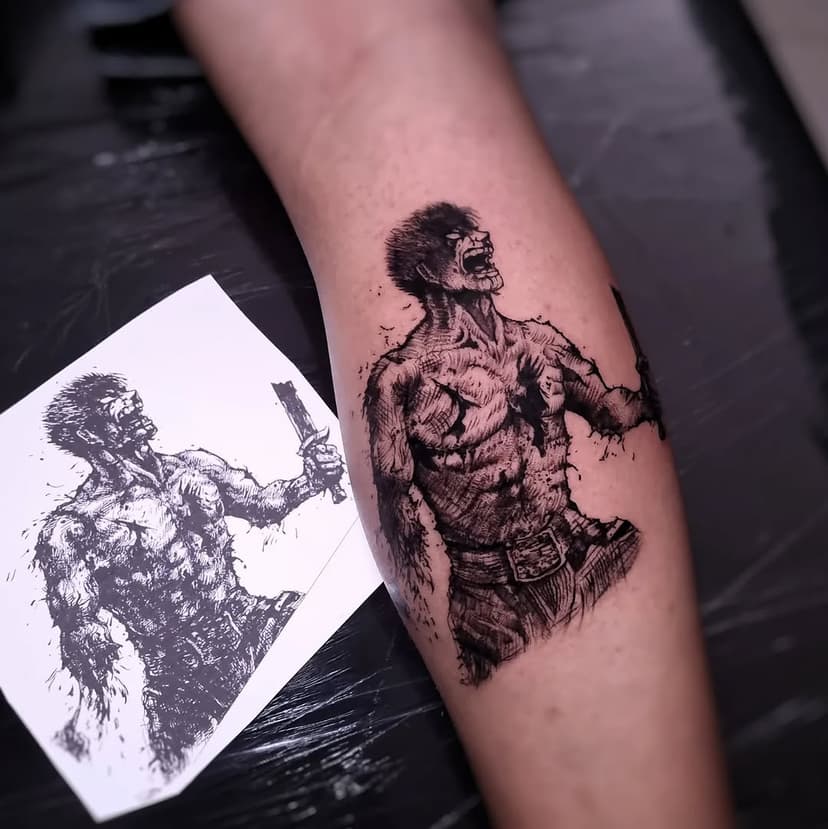 Boa noite povo! Se liga na tattoo nova do nosso cliente @deivid_decoo 
Valeu a confiança novamente irmão!
Tattoo inspirada no mangá @berserk 

#berserk #tattoo #tattoomangá #black