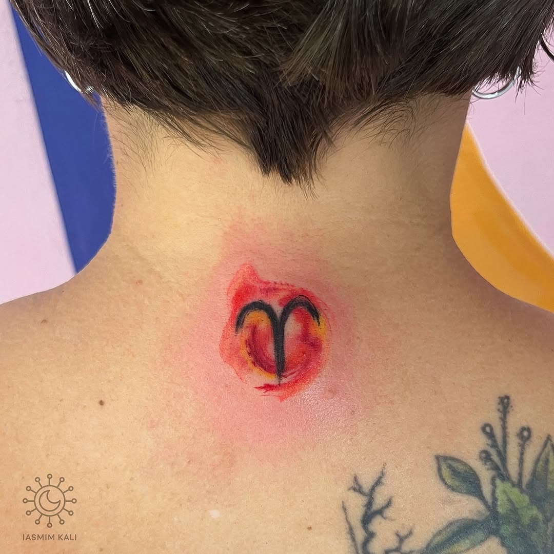 Aquarela de fogo para uma ariana querida @ana_mago_ 
#aries #tattoosignos #tatuagemaquarela